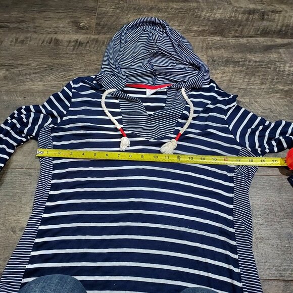 Beach Break Nautical Size S Navy and white Cabana Swim cover-up Hooded - Picture 3 of 10